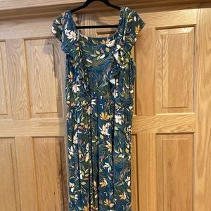 Tropical print stretch fabric Garnet Hill sundress XL